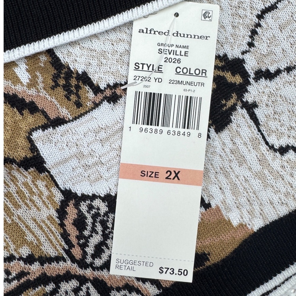 Alfred Dunner Seville Floral Butterfly Knit Sweater Neutral 2X NWT - Picture 8 of 11